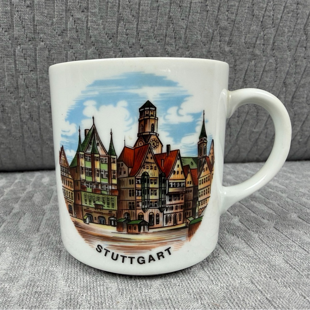 Vintage Stuttgart Germany Souvenir Mug with Colorful Cityscape Reutter